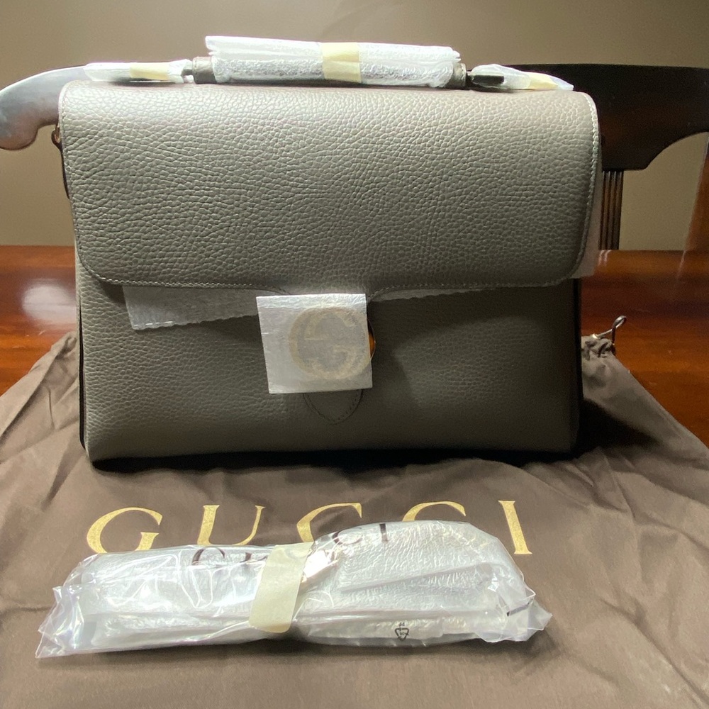 Gucci interlock G tote top handle Gray NEW - Picture 5 of 11